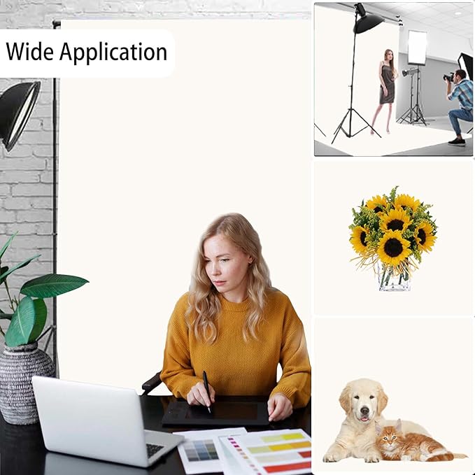 Ivory Photography Backdrop for Photoshoot, Photo Backdrop Curtain, Perfect Ivory Backdrops for Party Portrait Photoshoots Video Studio 8FTx10FT