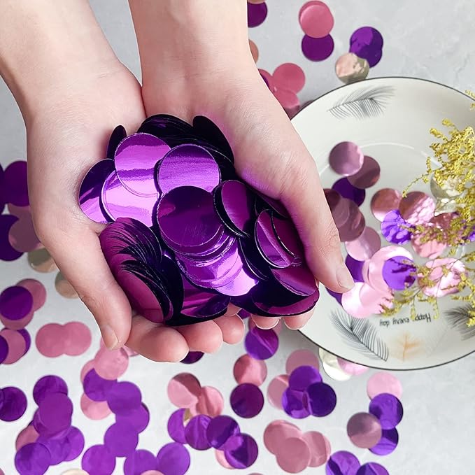 Purple Confetti 5000 Pieces 1 Inch Table Confetti Glitter Dots for Wedding Baby Shower Birthday Party Table Decorations(1.76 OZ)