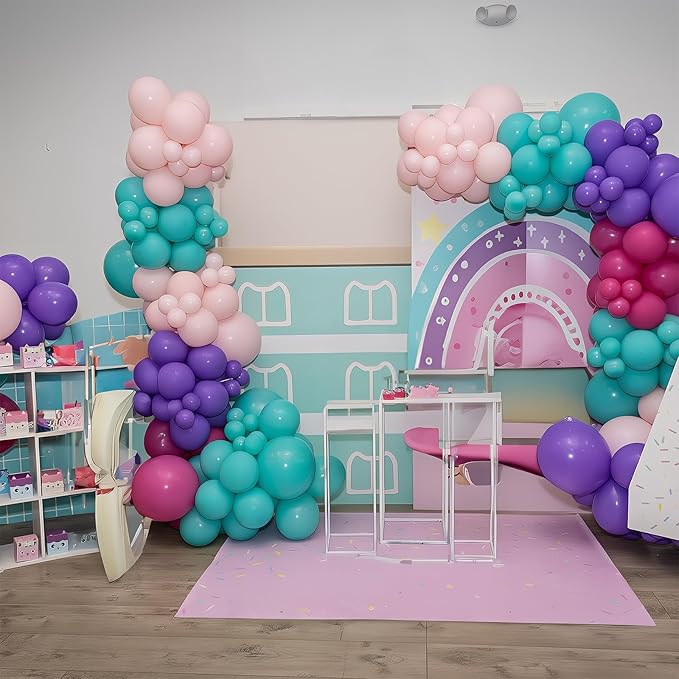 Pink Purple Blue Balloons 60 Pcs Hot Pink Light Pink Teal Purple Latex Balloon Pastel Purple Teal Pink Confetti Balloons for Kids Magic Theme Mermaid Princess Birthday Baby Shower Party Decor