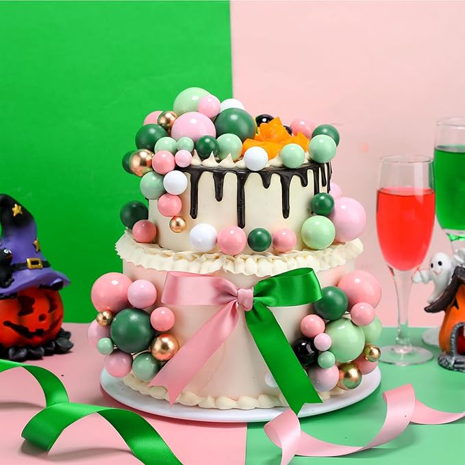 108 Pcs Balls Cake Topper DIY Cupcake Insert Foam Balloons for Cake Baking Wedding Anniversary Birthday Decoration(Vivid Color,Multi Sizes)