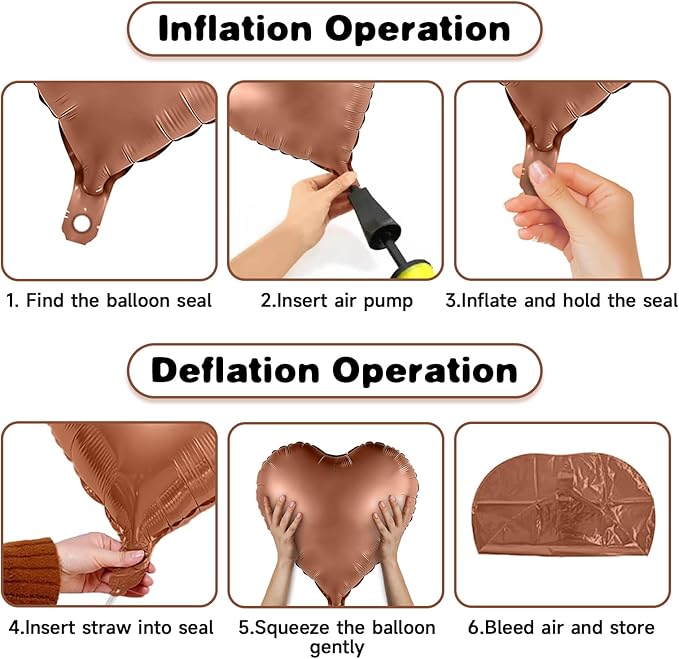 Cream Brown Heart Balloons, 19PCS Brown Apricot Heart Shape Balloon, 18Inch with 10Inch Cream Beige Coffee Helium Nude Neutral Love Balloon for Girls Boho Birthday Baby Shower Wedding Decoration