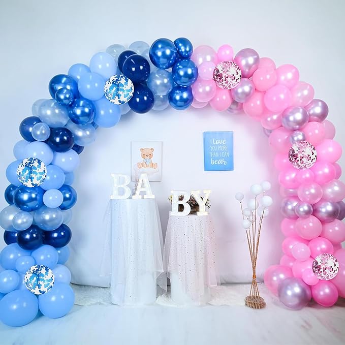 Pink Blue Balloons 35 Pcs 12 Inch Pastel Pink and Blue Confetti Balloons Gender Reveal Boys or Girls Theme Helium Latex Balloon Set for Bridal Shower Baby Shower Wedding Birthday Party Decorations