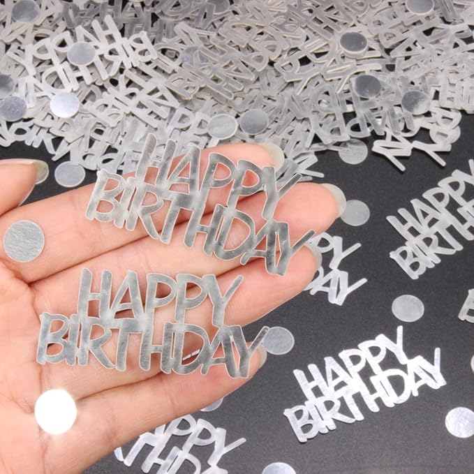 Birthday Confetti - Silver for Happy Birthday Table Decorations, 270 Pcs