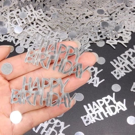 Birthday Confetti - Silver for Happy Birthday Table Decorations, 270 Pcs