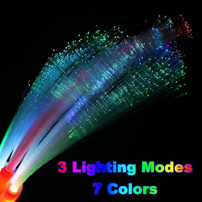 25 Pcs Glow Fiber Wand Sticks, Glow Sticks,Glow in the Dark Party Supplies,3 Models Flashing Sticks, Fiber Optic Wands Fit Christmas New Years Eve Wedding Birthday Easter valentine's day
