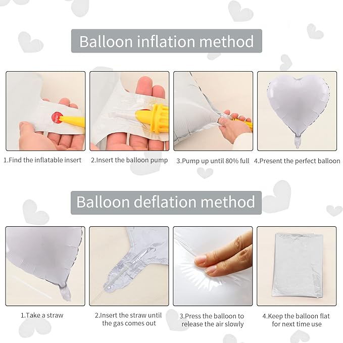 Grey Heart Foil Balloons - 10PCS Heart Shaped 18inch Love Balloons for Valentines, Weddings, Birthdays & Anniversaries