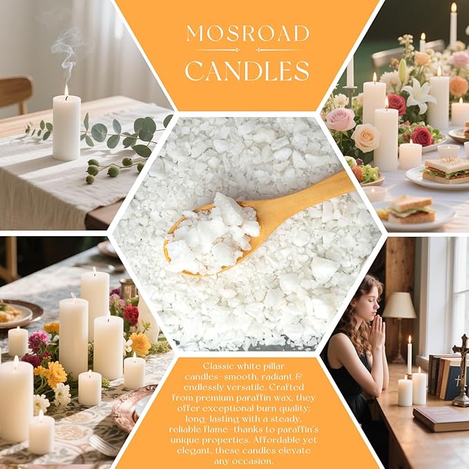 Set of 20 Pillar Candles, Unscented White Wax Pillar Candle with 30 Hours Burn Time, 2x4 Inch, Elegant Decorative White Candles for Weddings, Centerpiece, Home Decor