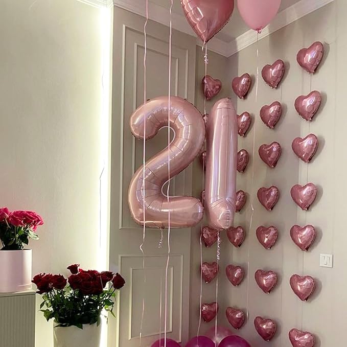 Pink Heart Balloons,12Pcs 18 Inch Light Pink Helium Foil Love Heart Shaped Balloons for Girls Party Bridal Wedding Engagement Anniversary Birthday Baby Shower Valentines Day Decorations