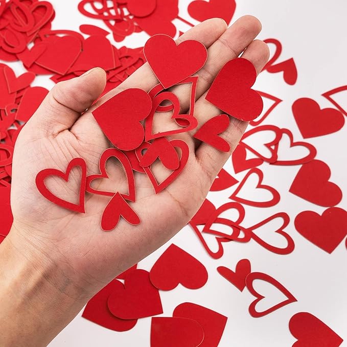 200 Pcs Red Heart Paper Confetti for Valentine's Day Wedding Baby Shower Birthday Party Table Decoration Supplies