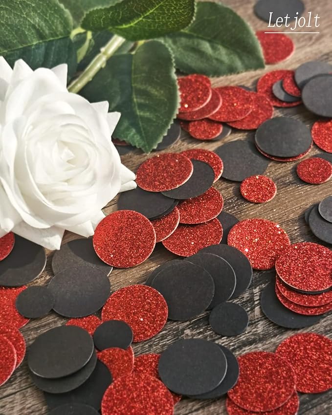 Party Confetti Glitter Table Decorations Red Black Dots Scatter Supplies Anniversary Birthday Bridal Baby Shower Girls Party Wedding Gift Decorations 100 Pcs
