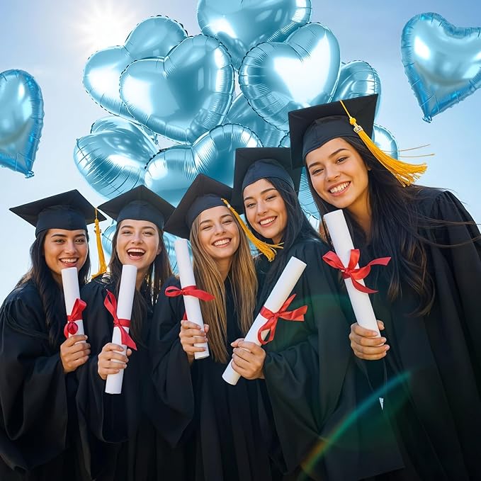 Light Blue Heart Balloons, Heart Shaped Balloons, 20 Pcs 5/10/18 inch Different Sizes Blue Foil Love Balloon for Birthday Baby Shower Graduation Decorations Wedding Engagement Bridal Showers