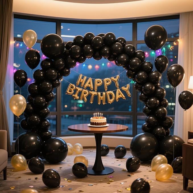 Black Balloons Party Decorations 10 Pack 36 inch Round Halloween Latex Balloons for Black Themed Wedding Graduation Anniversary Birthday Party Backdrop Decorations