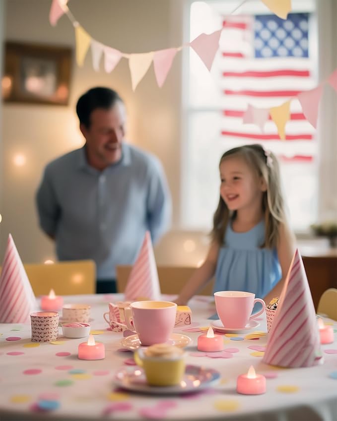 Raycare Pink Battery Operated Tea Lights, 24 Pack Long Lasting Fake Candles, Flameless LED Tea Light, Colored Tealights Candles for Special Night, Theme Party, Aniversary, Wedding Table Decor