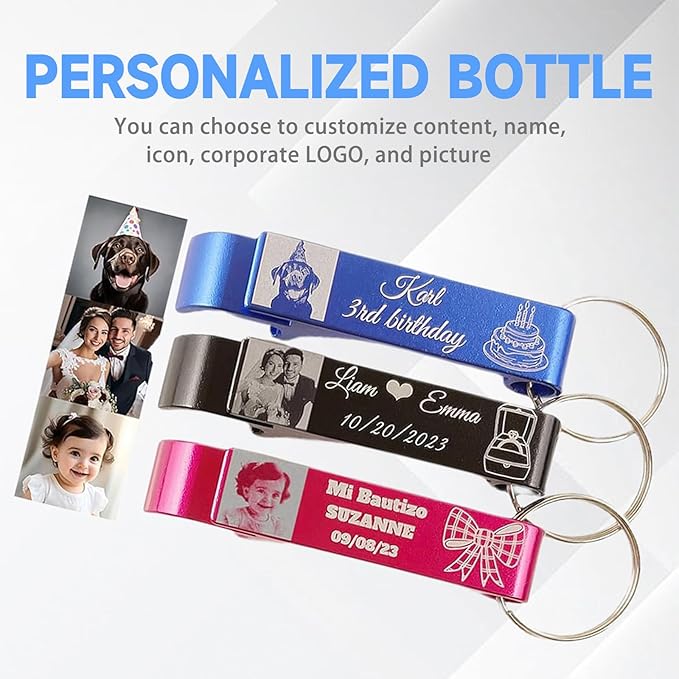 10-500pcs Personalized Bottle Opener Keychain Bulk,Custom Engraved Text/Logo, Perfect Wedding Favors, Party Gifts for Guests, Bar, Graduation, Christmas
