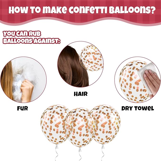 Burgundy Rose Gold Balloon, 50 Pcs 12 Inches Metallic Rose Gold Confetti Balloon, Red Sand White Latex Balloons for Women Girls Birthday Bridal Shower Wedding Anniversary Prom Party Decoration