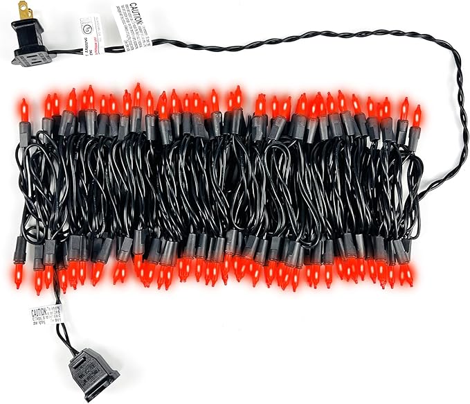 Halloween Lights 100 Counts, Orange Christmas Lights Indoor Outdoor,Black Wire Connectable of Lighting String,Decorations for Holiday, Party,Festival