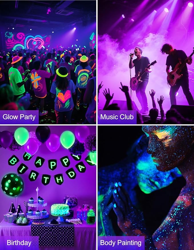 Outdoor Black Light Spotlight, LED Black Lights Waterproof Landscape Lights with US Plug for Glow Party Body Paint Fluorescent Poster Stage Lighting Yard Garden Halloween Decoration(4 Pack)