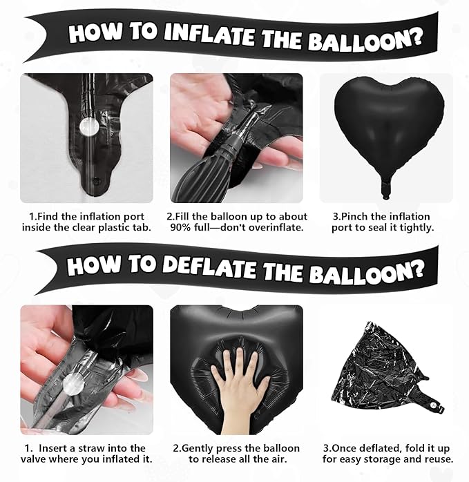 Pink and Black Heart Balloons, 10 Pcs Baby Pink Cream Heart Shaped Balloon with Black Bow Ribbon, 18 Inch Pink Sand White Foil Balloons for Brithday Baby Shower Wedding Valentines Party Decoration