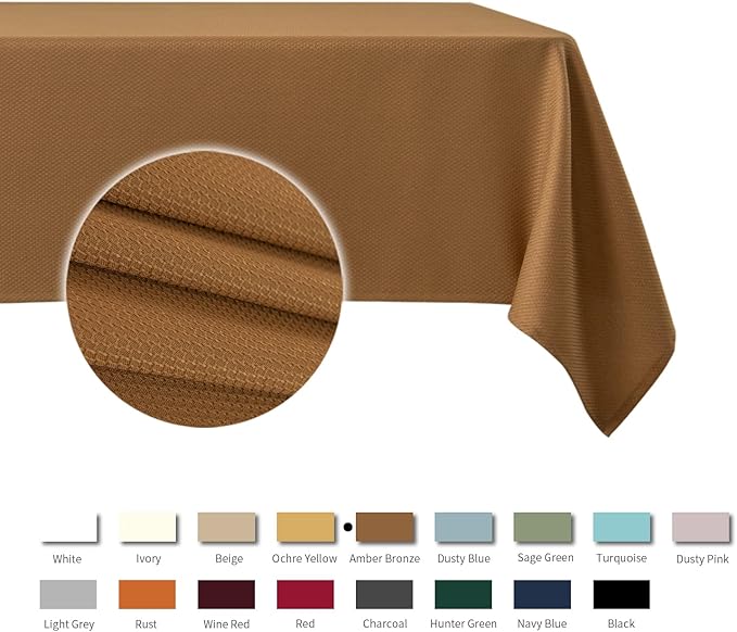 maxmill Fall Tablecloth Stain Resistant Waterproof Wrinkle Resistant Spillproof Washable Soft Textured Table Cloth for Dining Room Harvest Thanksgiving Parties, Rectangle 60 x 140 Inch, Amber Bronze