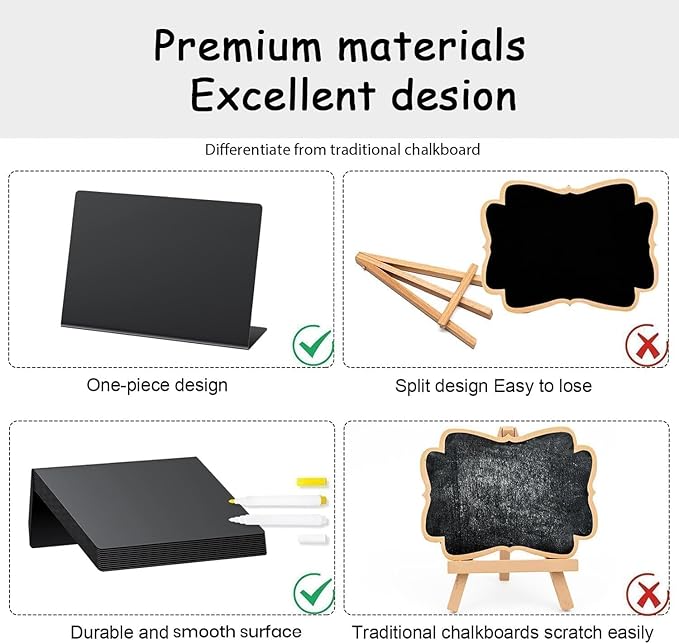 PigPotParty 12 Pcs Food Labels for Party Buffet w/Cleaning Spray, 4"x3" Mini Chalkboard Signs for Food Display, Table Place Cards - Name Tags- Small Chalk Board Signs, w/ 2 Markers