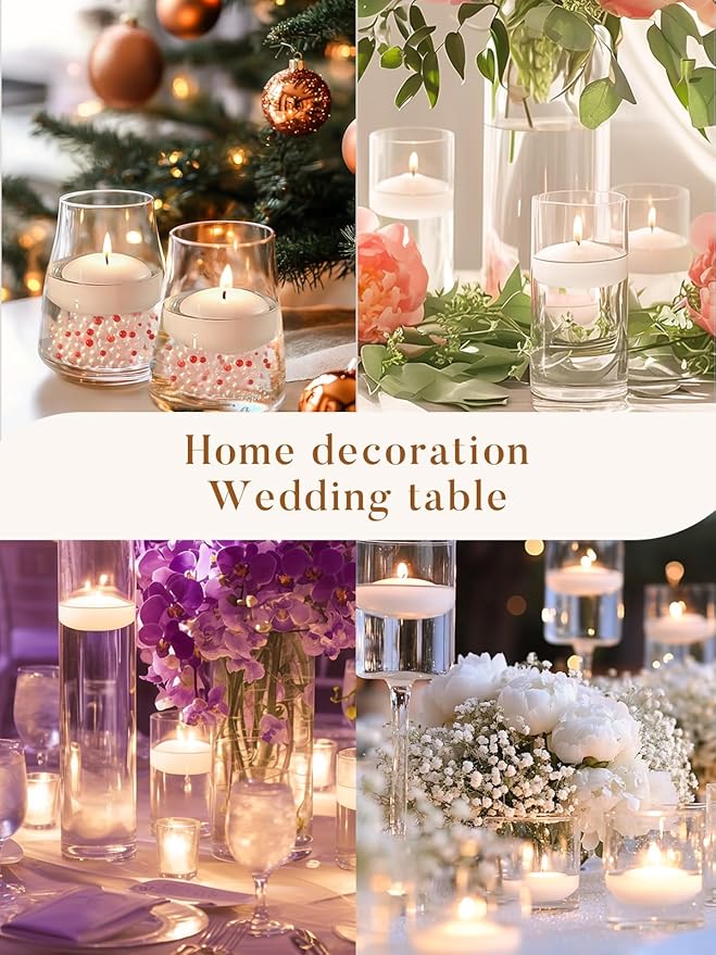 White Floating Candles 3 inch, 24 Pack Floating Candles 10 Hours Long Burning, Unscented Floating Candle for Centerpieces, Wedding, Christmas Lights, Romantic Night for Her/Him Set