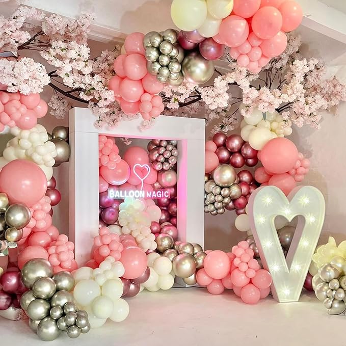 Dusty Pink Balloons 12 Inch, 50 Pcs Vintage Pink Balloon Boho Dusty Rose Latex Balloons Matte Mauve Retro Blush Pink Helium Balloons for Birthday Wedding Baby Bridal Shower Party Decorations