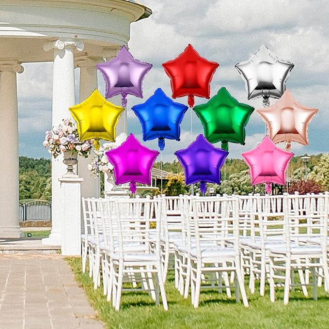 150 Pcs Star Shaped Foil Balloons 18 Inch for New Year Eve Party Decorations, Self-sealing Helium Star Balloons Foil for Birthday, Wedding, Baby Shower (Colorful)