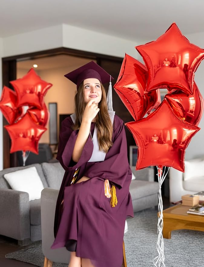 Red Star Balloons, 20Pcs 18 Inch Red Foil Balloons Big Star Shaped Balloon Helium Mylar Star Balloon for Christmas Birthday Anniversary Wedding Valentines Day Party Decorations