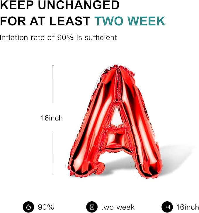 58 PCS Letter Balloons Alphabet Letters 2 Sets A- Z & 1 Sets AEIOU 16 - Inch Mylar Foil Balloons Set for Wedding/Birthdays/Annivs/Grads party Decoration Banner Custom Phrase（red）