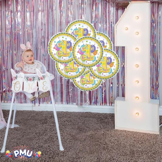 PMU Happy 1st Birthday 18 Inch Mylar-Foil Balloon Pkg/10