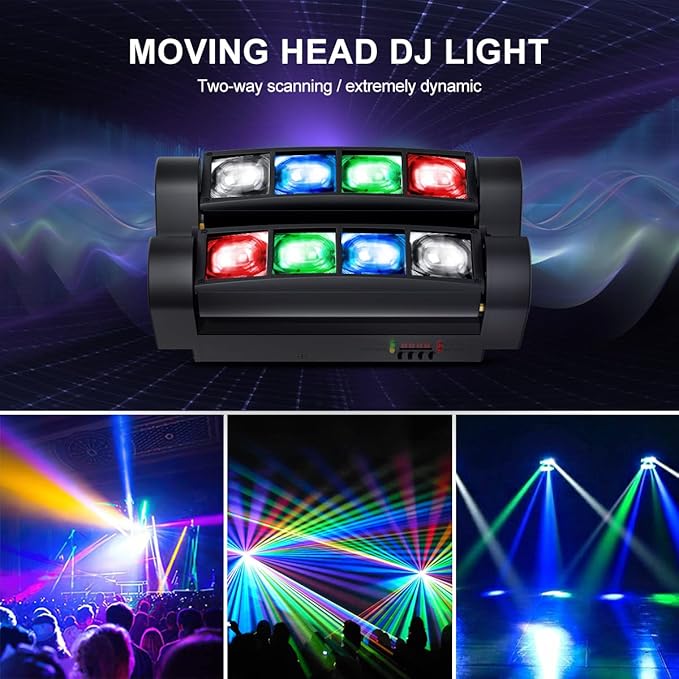 [Pro Lighting Combo] 8x3W Motorized Moving Head DJ Wash Light + 200W COB LED Par Light Bundle