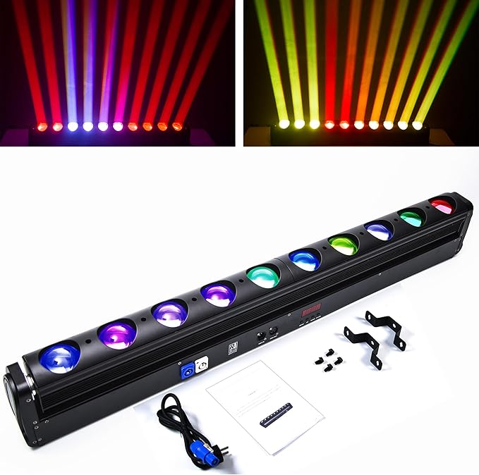 10LED Stage Wash Light Bar DMX Moving Head RGBW Color Strip Beam Strobe Beam DJ Lighting Wall Washer Lights Stage Lighting for KTV Club Ball Disco Wedding Party