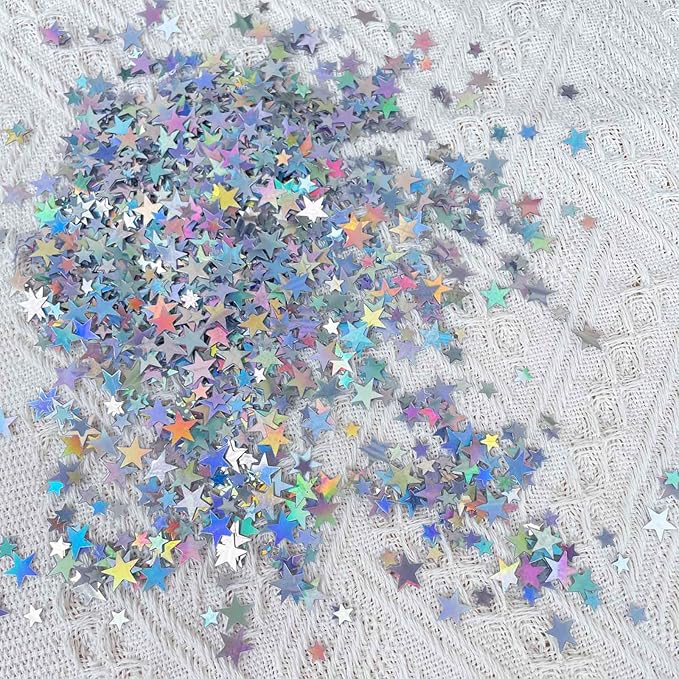60g Star Confetti Glitter Star Table Confetti, Metallic Foil Star Glitter, Table Decorations for Party Wedding birthday graduation Decorations(Glitter Multicolor Set, 10mm and 6mm)