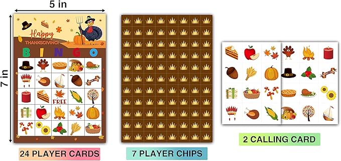 Thanksgiving Bingo Party Game Cards, Thanksgiving Party Favor Decor, 24 Players for Adult Party Games Supplies, Fall Activities-11