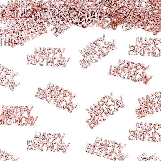 Rose Gold Happy Birthday Confetti for Tables Glitter Birthday Party Decorations Table Scatters for Girls/Adult Women Party Supplies 100PC