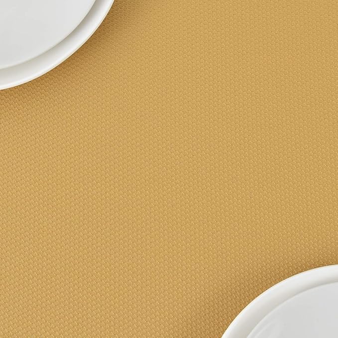 maxmill Rectangle Textured Tablecloth Waterproof Spillproof Wrinkle Free Table Cloth, Kitchen Dining Tabletop Decoration, Fabric Table Cover for Outdoor and Indoor Use, 52 x 70 Inch, Ochre Yellow