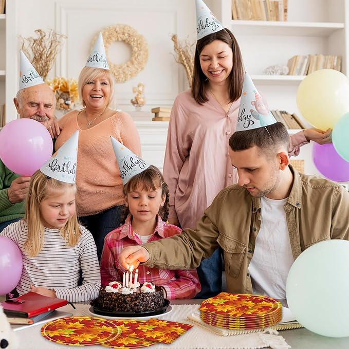 40Pcs Fall Birthday Decorations Autumn October Paper Plates and Napkins for Thanksgiving Party Supplies Decor Fall Birthday Party Decorations