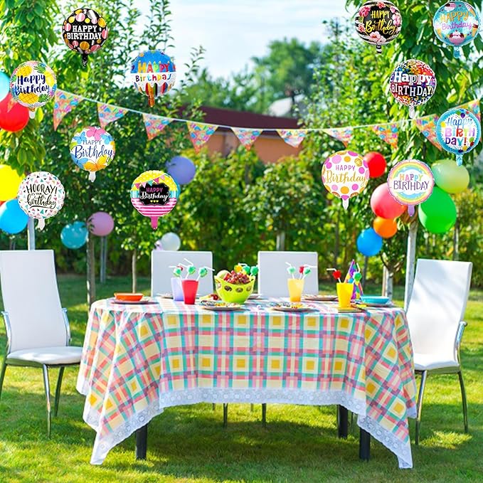 36PCS Happy Birthday Foil Balloons, 18" Round Helium Party Balloon Floating Inflatable Happy Birthday Balloons for Kids Birth Parties Baby Shower Decoration Supplies