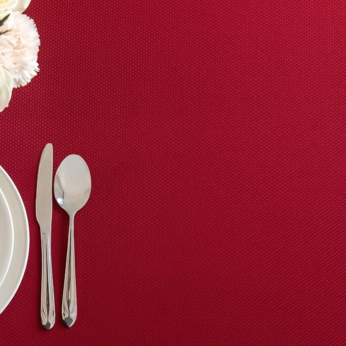 maxmill Textured Tablecloth Water Resistance Antiwrinkle Spill Proof Jacquard Table Cloth, Fabric Table Cover for Buffet Banquet Parties Event Holiday Dinner, Square 70 x 70 Inch, Red
