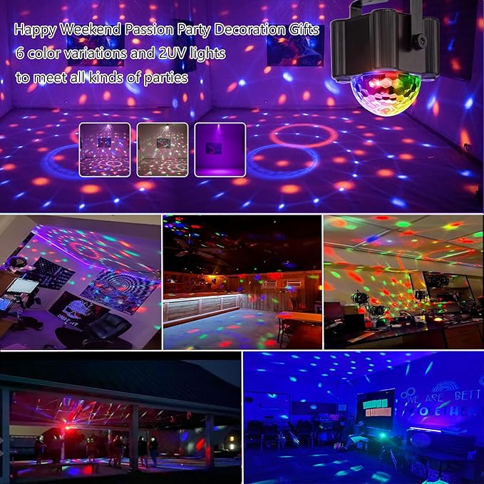 Party Lights Disco Ball Light,Dj Disco Light Sound Activated LED Light 6 Colors for Home Room Dance Parties Birthday Karaoke Halloween Christmas Wedding Show Club Decorations