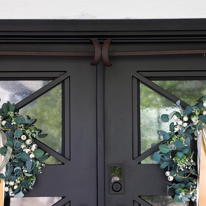 VILLAGE LIGHTING COMPANY [Front Door Garland Hanger] - Adjustable to Different Door Widths | Heavy-Duty Cast Iron | Decorative Christmas Decor | No Nails, Screws, or Damage