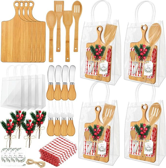 4 Set Christmas Gifts Kitchen Utensils Set Bamboo Spatula Mini Cheese Board Tag for Christmas Holiday Gift Kitchen utensils