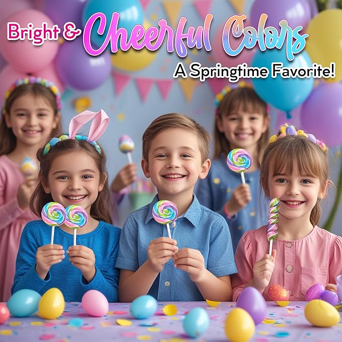 Spring Easter Candy - 24 Lollipops Individually Wrapped - 18g Swirl and 12g Twisty Lollipops - Easter Basket Candy - Egg Hunts - Candy Buffet