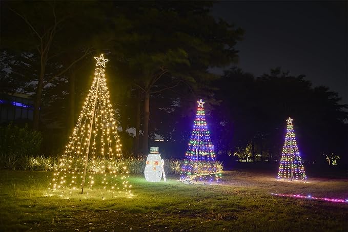 Christmas Decorations Christmas Tree Lights 10.2Ft Outdoor Star Lights Decor Waterproof Warm White & Multicolor