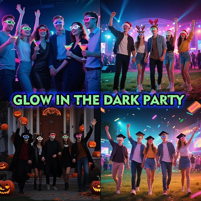 70 Packs LED Glasses 5 neon color 3 Light Modes Glow Sticks Light Up Glasses,Glow In The Dark Party Supplies Favors for Kids Adults Flashing toy fit Valentine's Day Easter Christmas Halloween Birthday