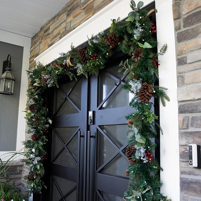 VILLAGE LIGHTING COMPANY [Front Door Garland Hanger] - Adjustable to Different Door Widths | Heavy-Duty Cast Iron | Decorative Christmas Decor | No Nails, Screws, or Damage