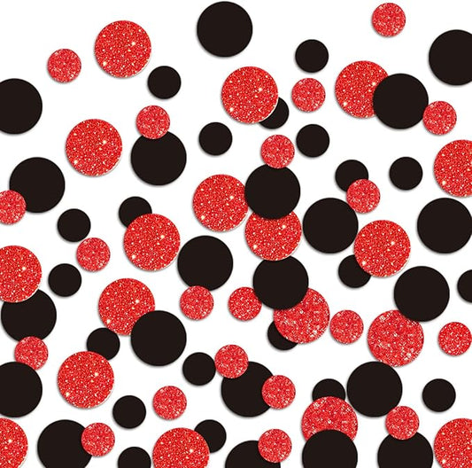 Party Confetti Glitter Table Decorations Red Black Dots Scatter Supplies Anniversary Birthday Bridal Baby Shower Girls Party Wedding Gift Decorations 100 Pcs