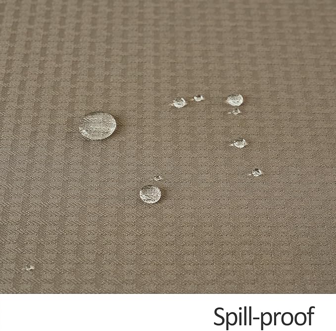 maxmill Round Weaved Texture Design Tablecloth Spill-Proof Wrinkle Free Soft Washable Table Cloth for Circular Table Cover, for Dining Room Buffet Banquet Parties Holiday Dinner, 70 Inch Brown