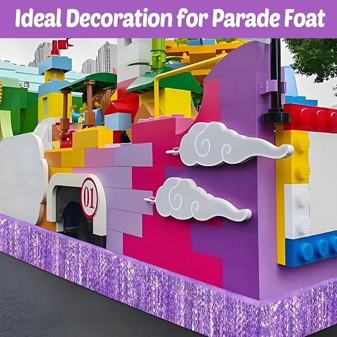 6 Pack 10 Feet Light Purple Wave Foil Fringe Garland Metallic Tinsel Streamers Banner Wall Hanging Curtain Backdrop for Parade Floats, Mother's Day, Easter, Bachelorette, Wedding Party Decoration