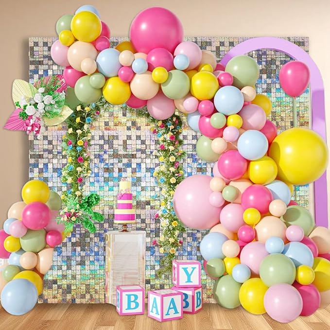 36 PCS Silver Shimmer Wall Backdrop, Laser Square Sequin Photo Backdrops Panel, Glitter Wall Background for Birthdays, Weddings, Halloween, Engagements, Disco Bachelorette Party Decoration (6FTx6FT)